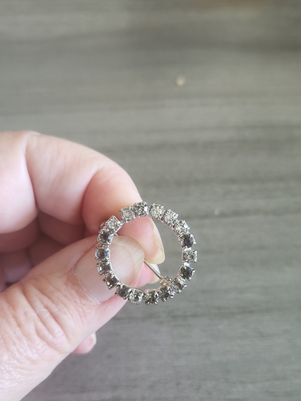 Silver Crystal Circle Brooch - Sparkling Round Pin
